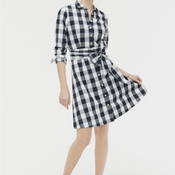 Like New J Crew Factory Gingham Poplin Dress - Picture 2 of 5